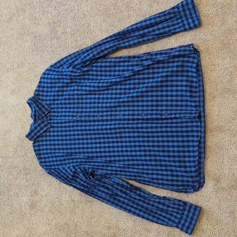 Brooks Brothers 1818 Red Fleece l, Blue Plaid button-down shirt, XL